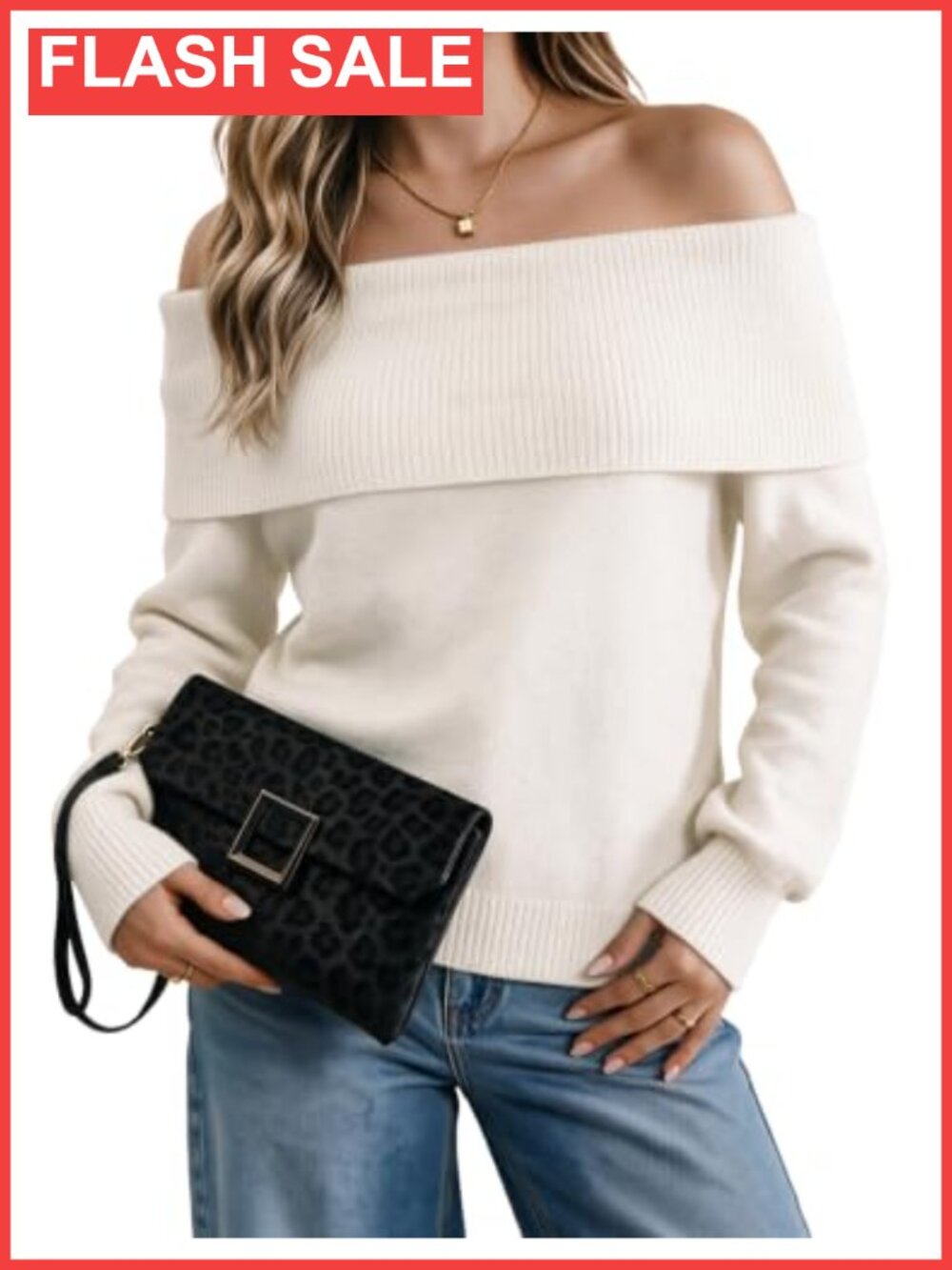 Womens Off The Shoulder Ribbed Knit Sweater Long Sleeve Pullover Top